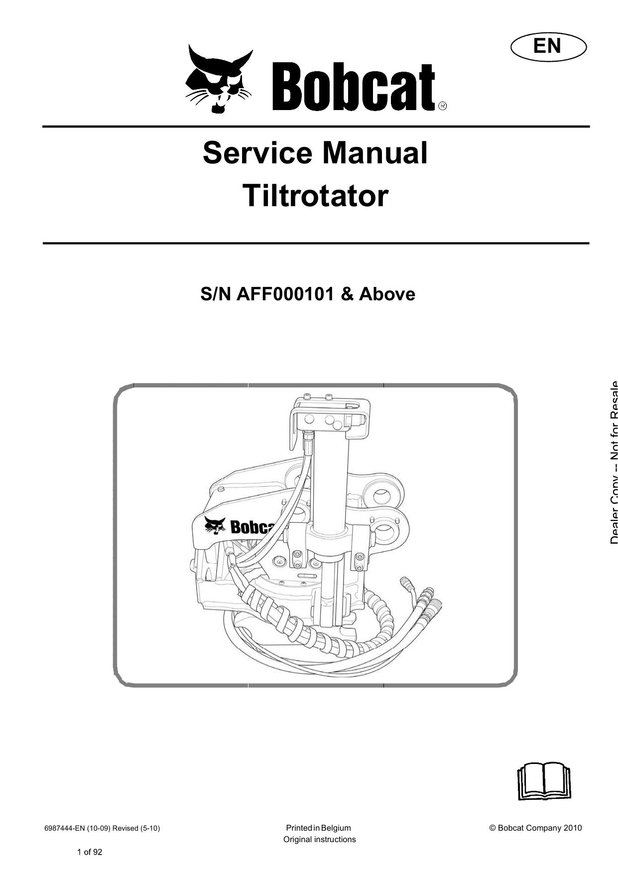 Tiltrotator Attachment Service Manual Bobcat